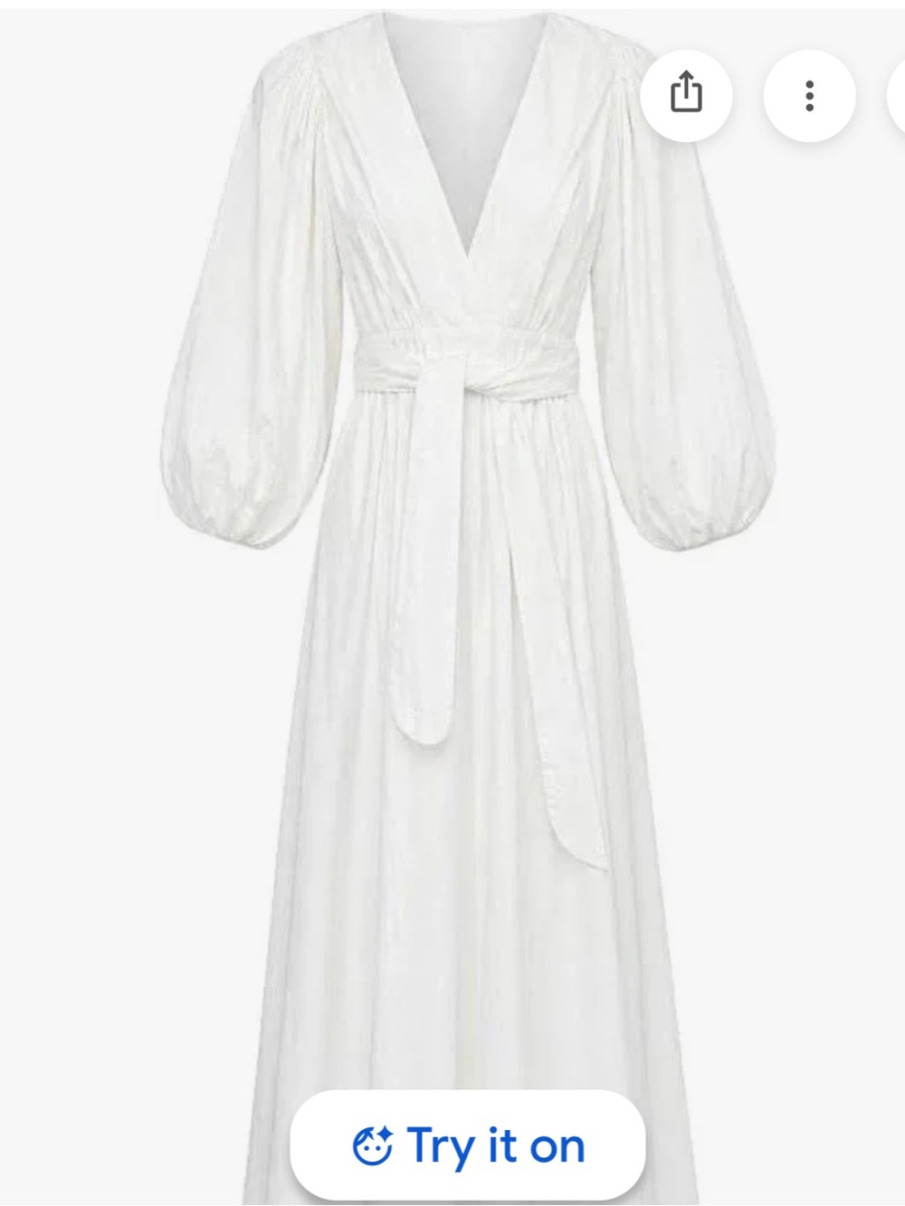 Mara Hoffman Maise Cotton Belted Deep V Puff Sleeves White Minimalist Dress, S - Picture 4 of 10
